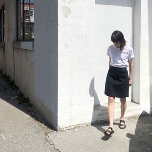 Betina Lou Mini Skirt in Black denim